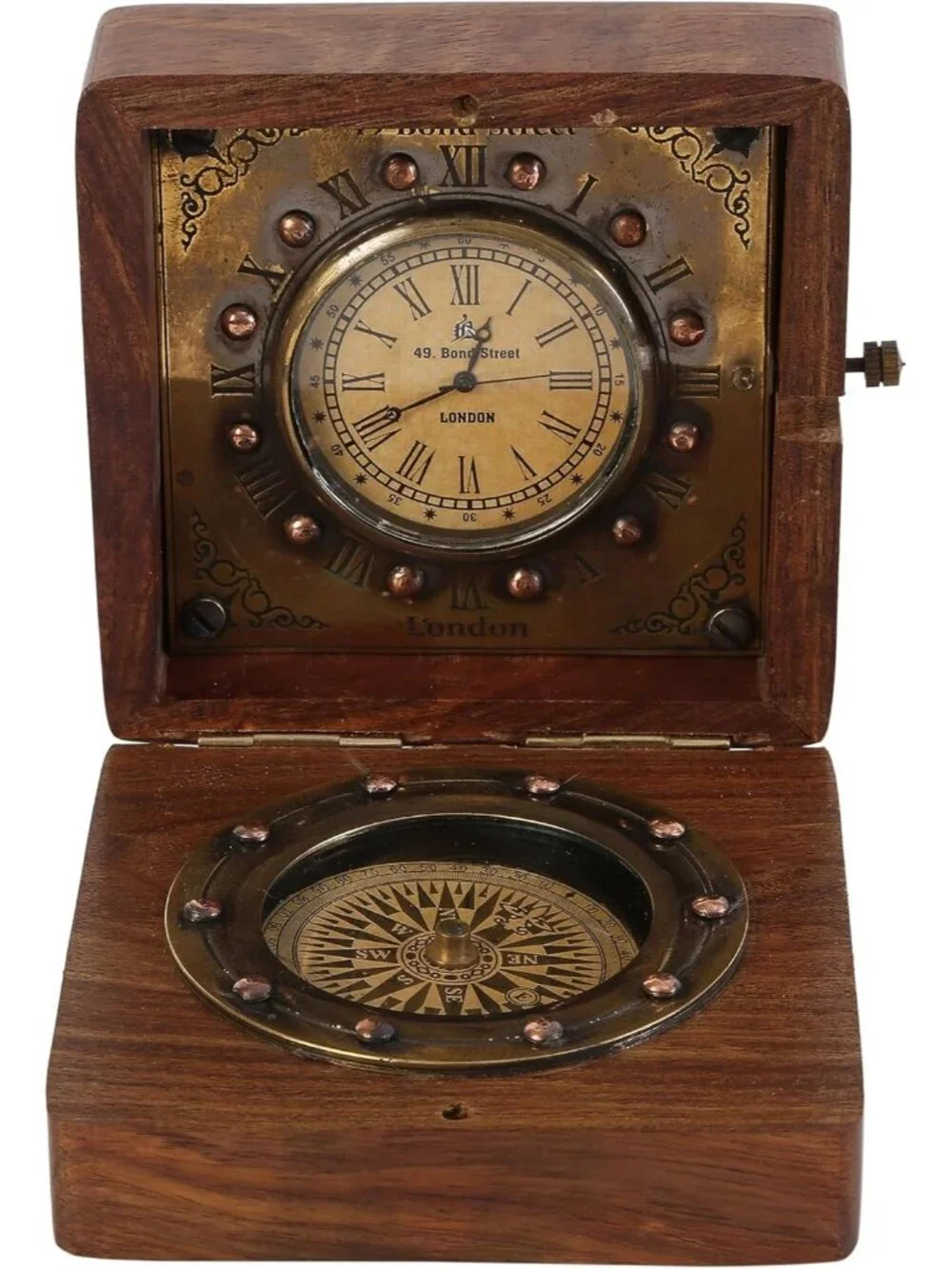 Men's Brown Analog Handmade Brass Sundial Authentic Vintage Maritime Compass